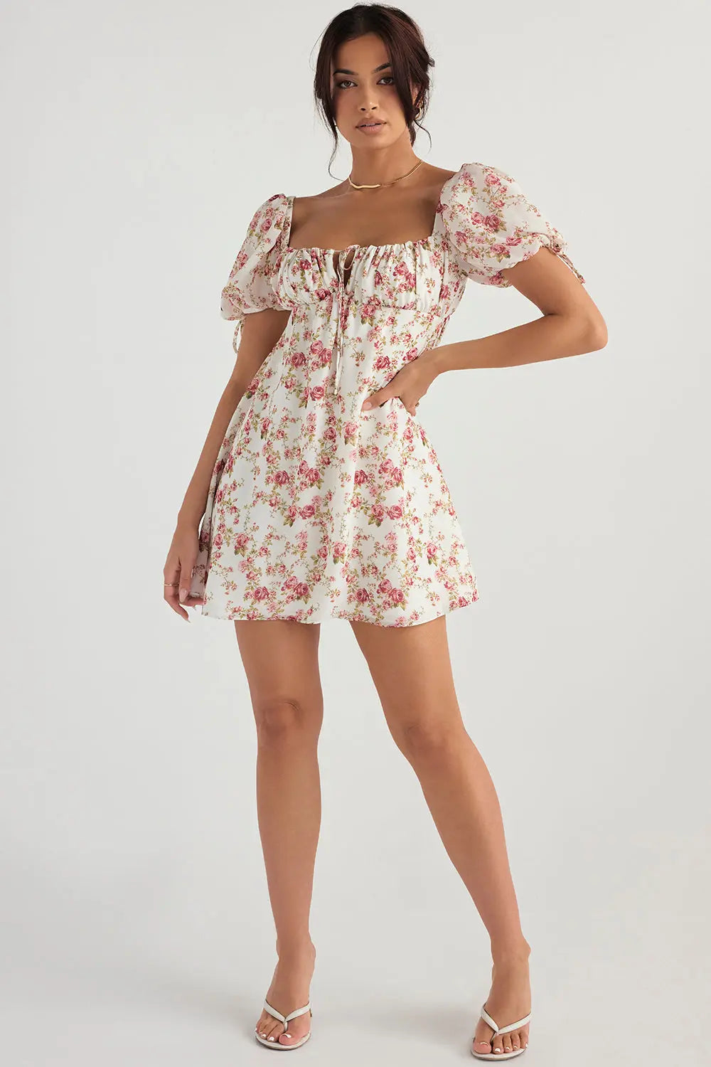 Minikleid mit Rosenmuster für Frauen Mivona