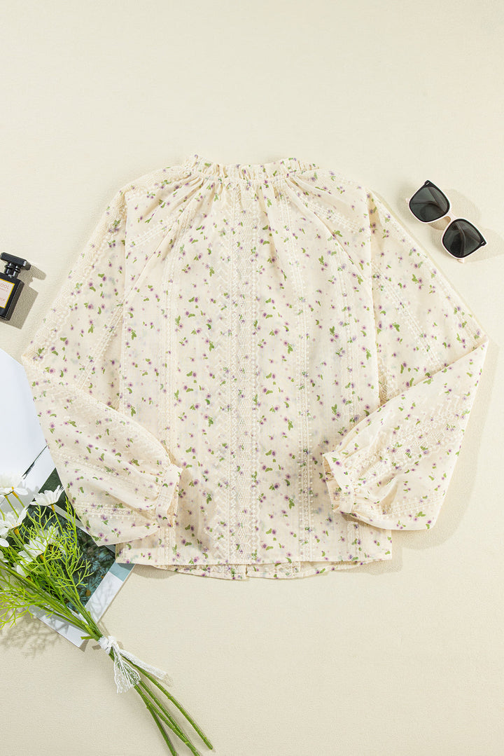 Elegantes Shirt mit bestickten Ärmeln aus floraler Spitze Für Frauen Mivona