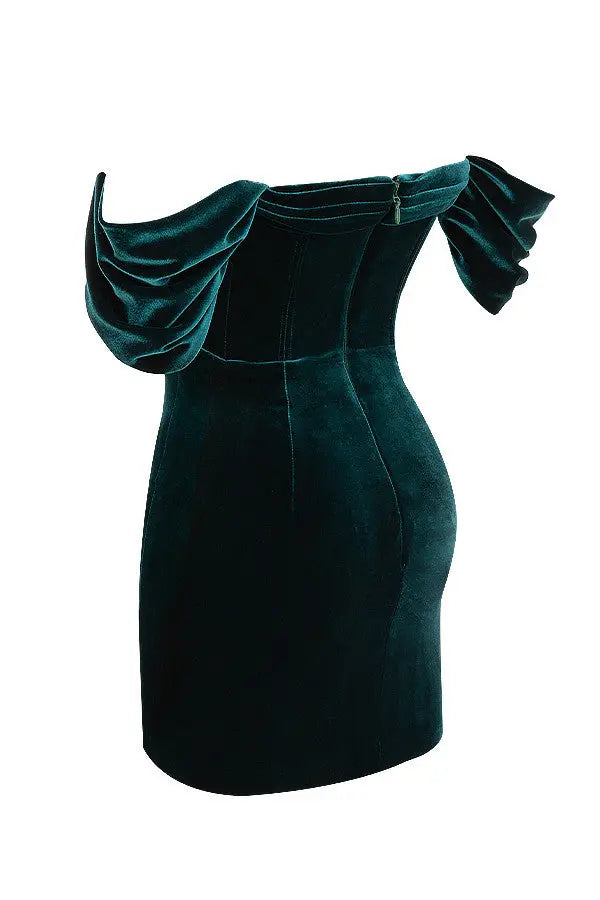 Smaragdgrünes Schulterfreies Minikleid für Frauen Mivona