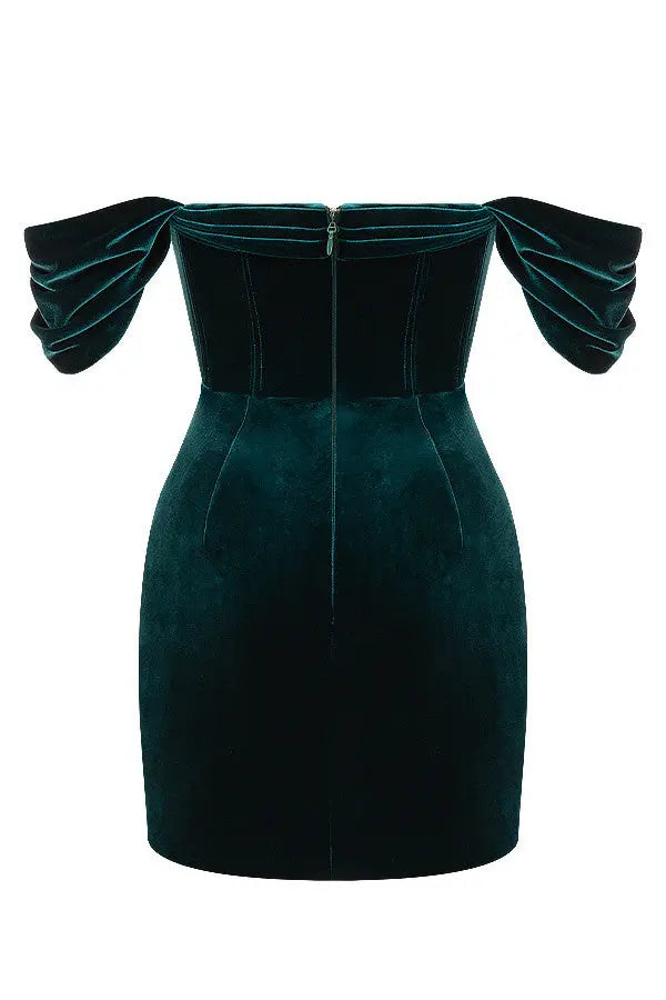 Smaragdgrünes Schulterfreies Minikleid für Frauen Mivona
