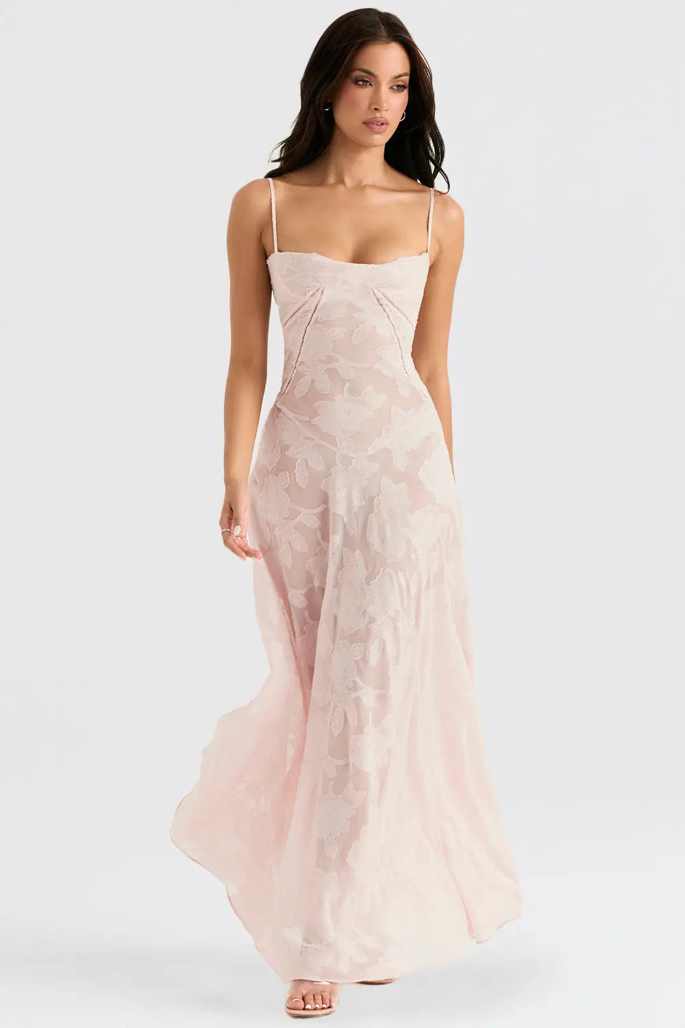 Vintage Creme Maxikleid mit Spitzenrücken und zeitloser Eleganz für Frauen Mivona