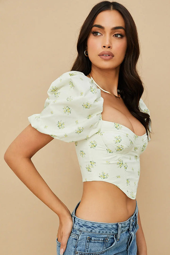 Korsett mit Blumen und Puffärmeln für romantisches Volumen und Form für Frauen Mivona