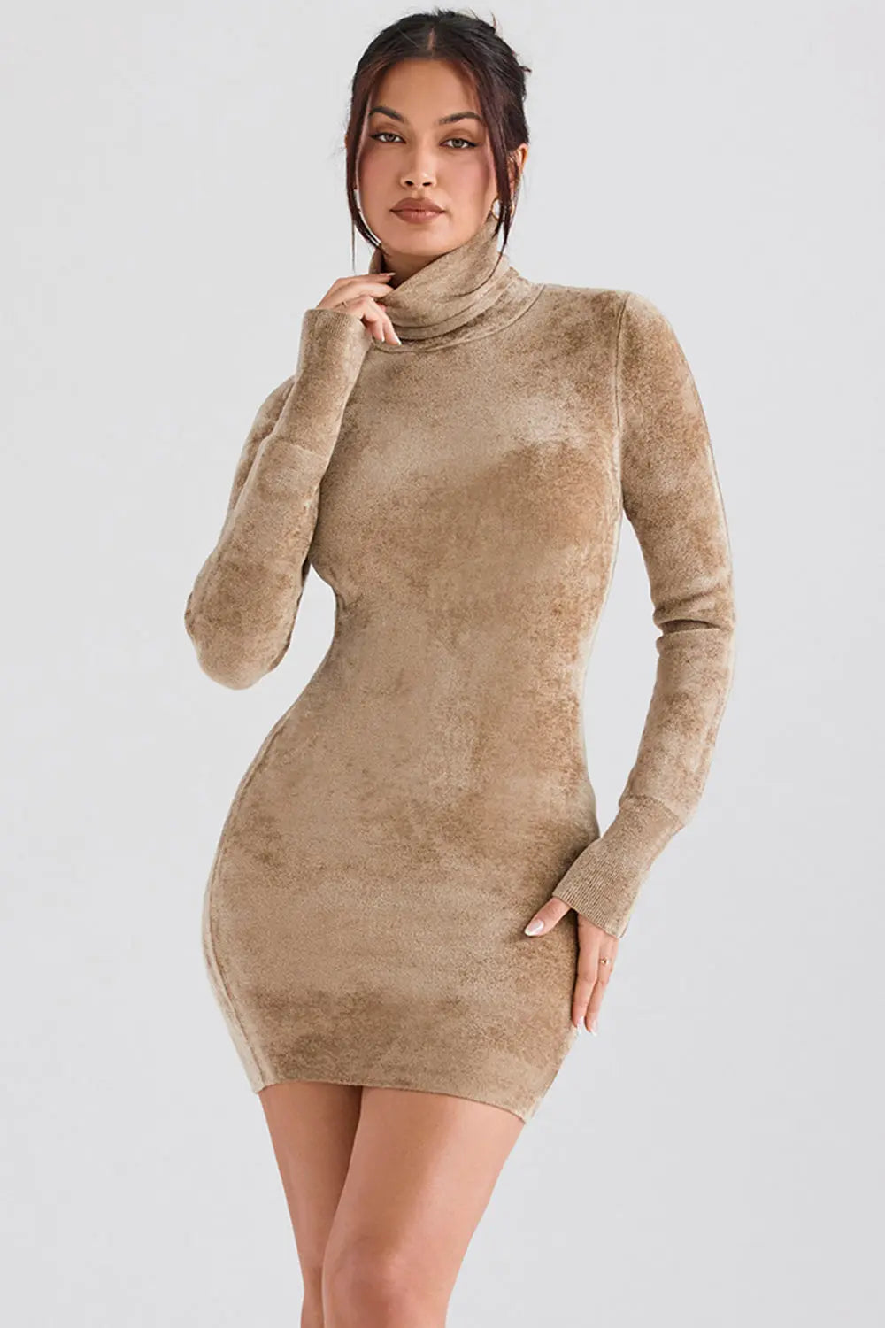 Minikleid aus Chenille in Fawn mit Weicher Textur für Frauen Mivona