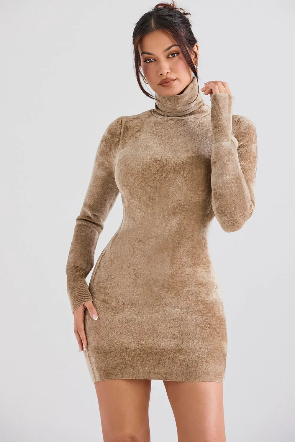 Minikleid aus Chenille in Fawn mit Weicher Textur für Frauen Mivona