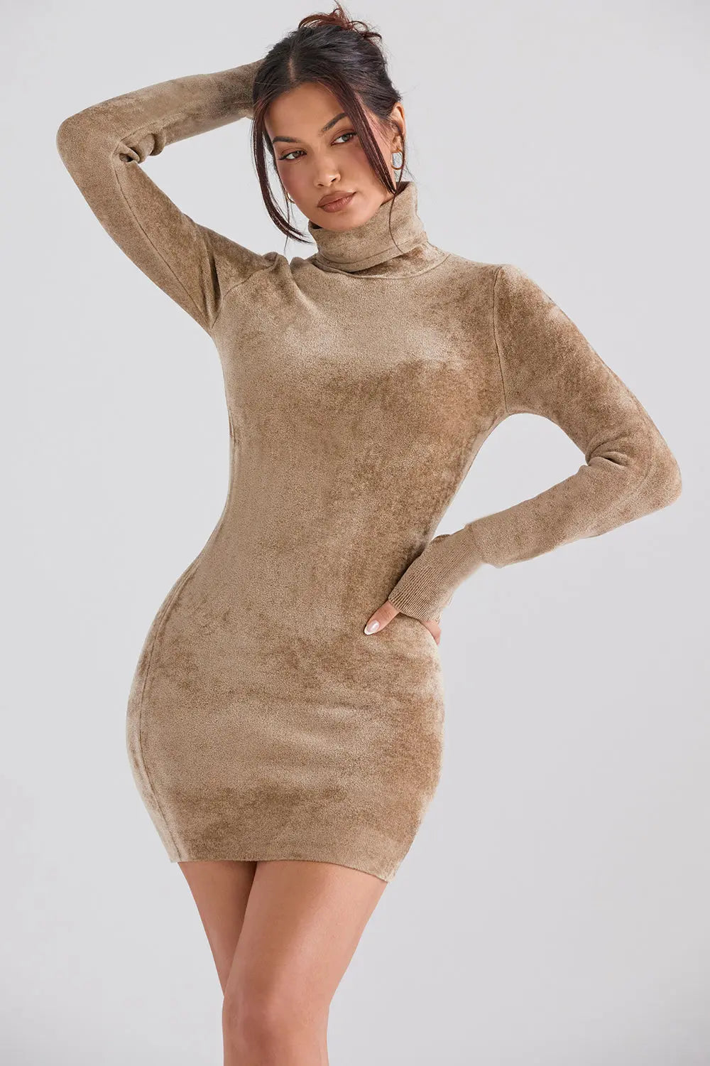 Minikleid aus Chenille in Fawn mit Weicher Textur für Frauen Mivona