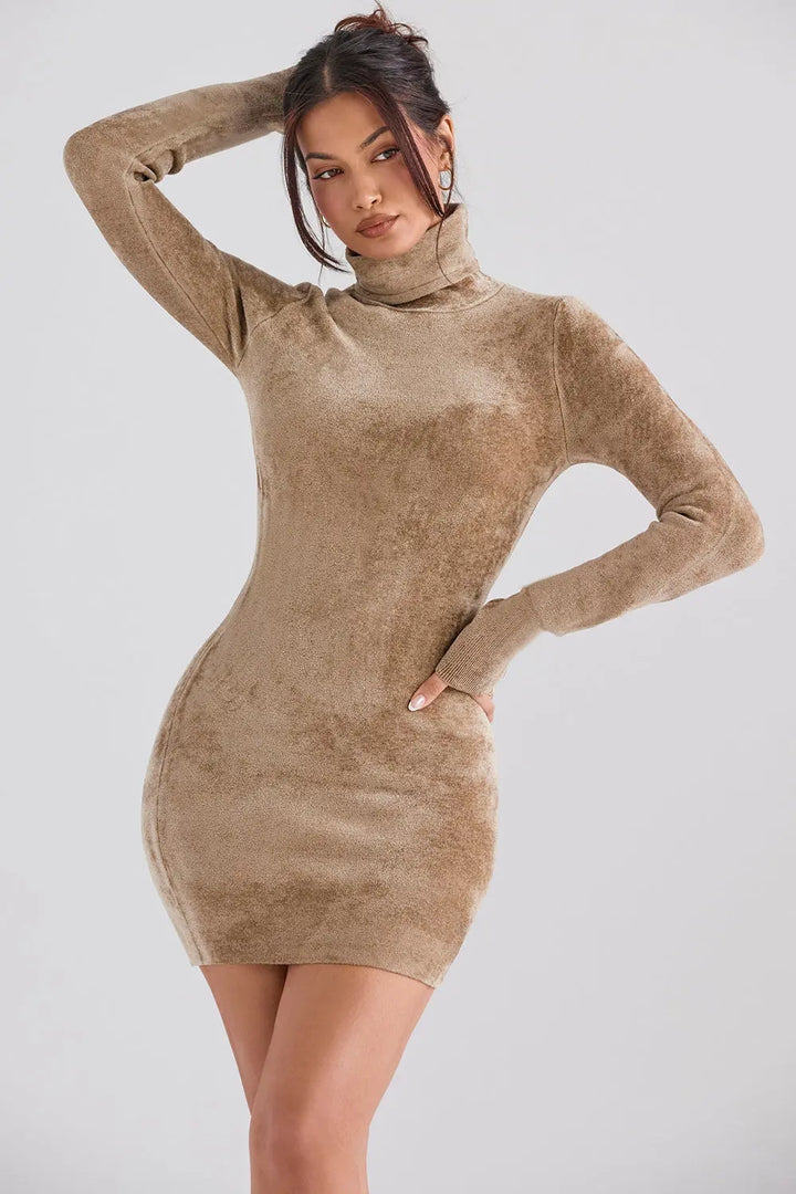 Minikleid aus Chenille in Fawn mit Weicher Textur für Frauen Mivona