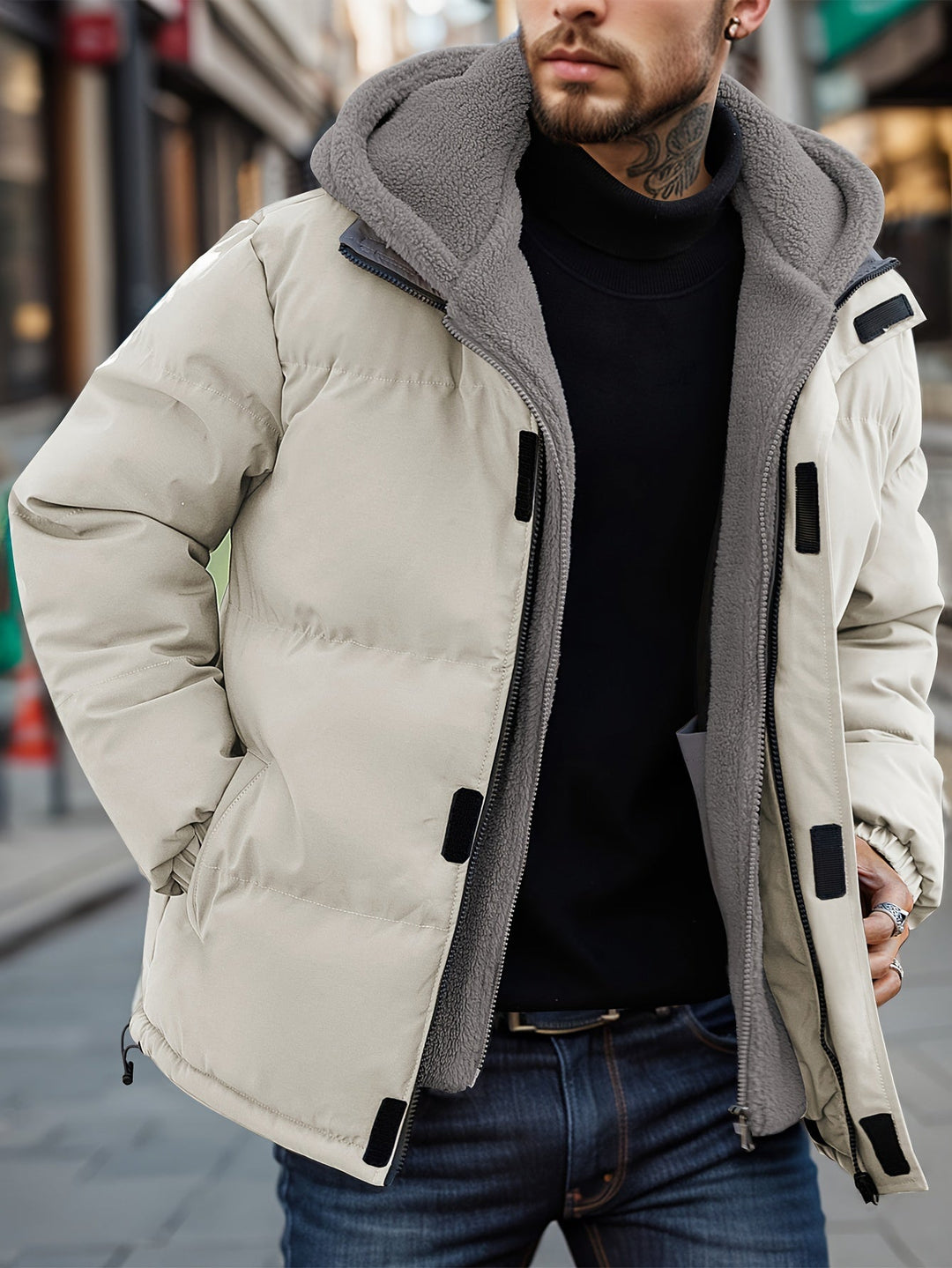 Herren Winter Steppjacke Mit Reißverschluss Und Bequemer Passform