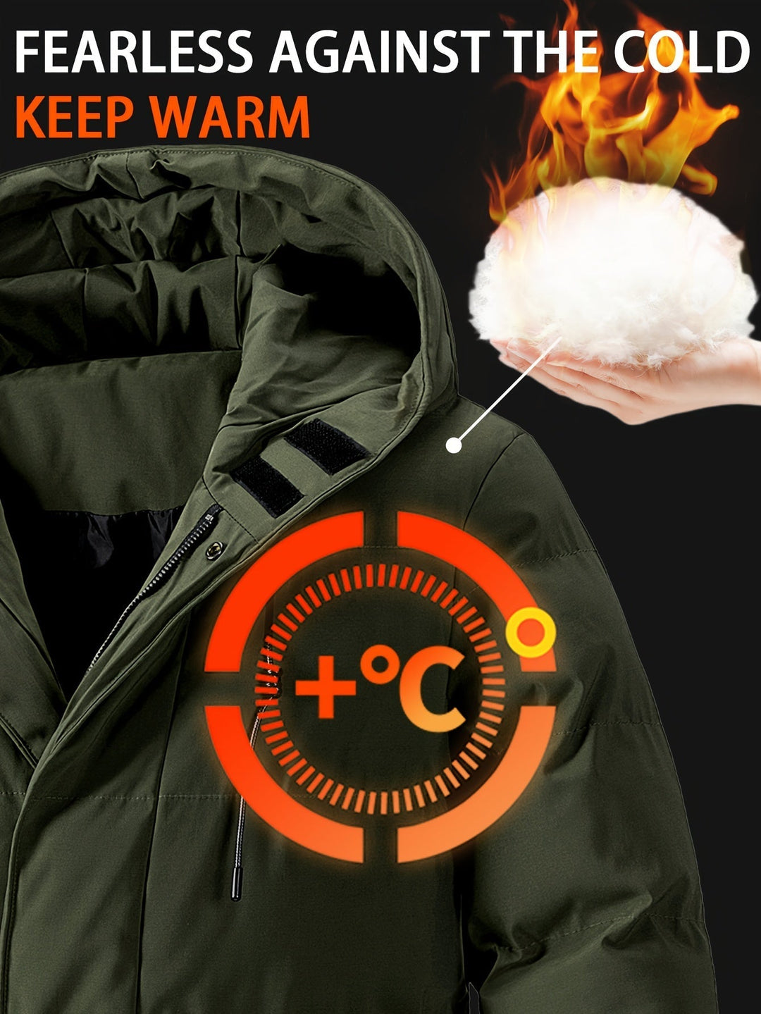 Herren Langer Wintermantel Mit Verstecktem Reißverschluss Frontverschluss