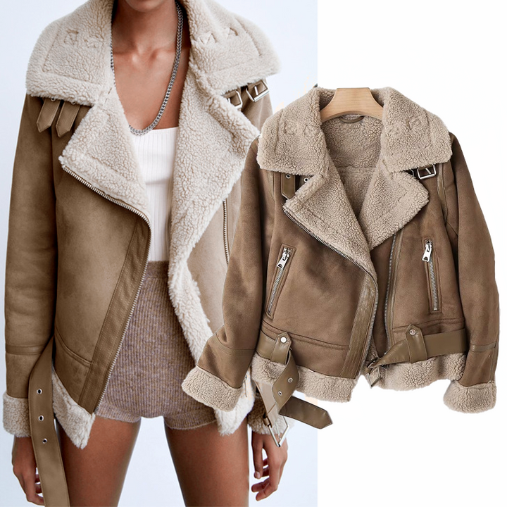 Aviator Jacke Sherpa Gefüttert Stylische Winterkleidung Damen
