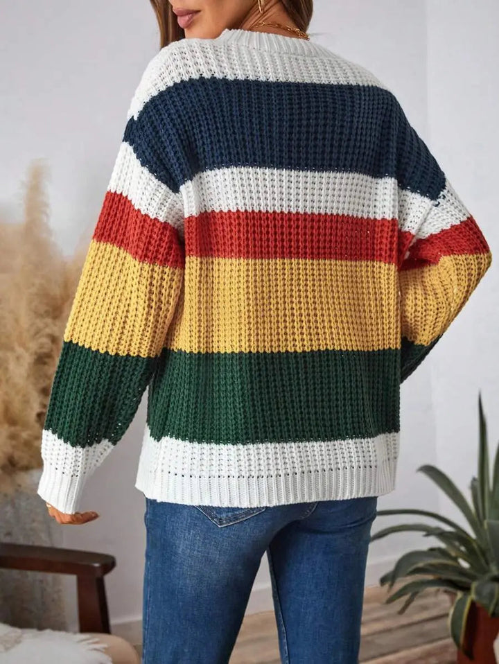 Gestreifter Strickpullover für Gemütliche Wintertage Damen