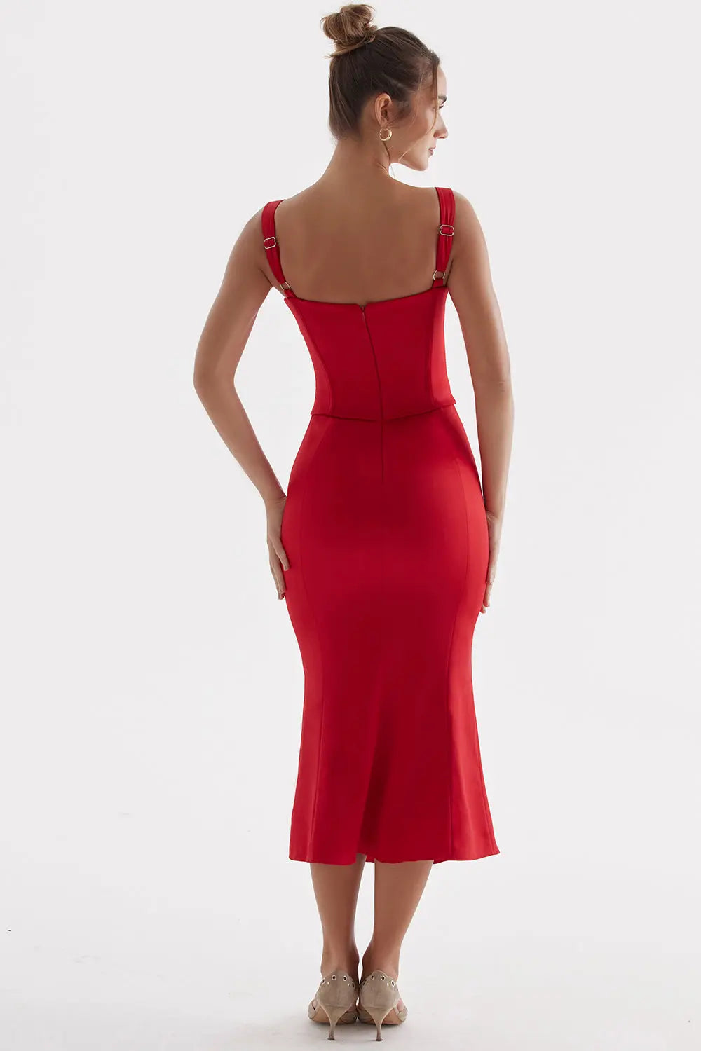 Rotes Rosenkorsettkleid für Frauen Mivona