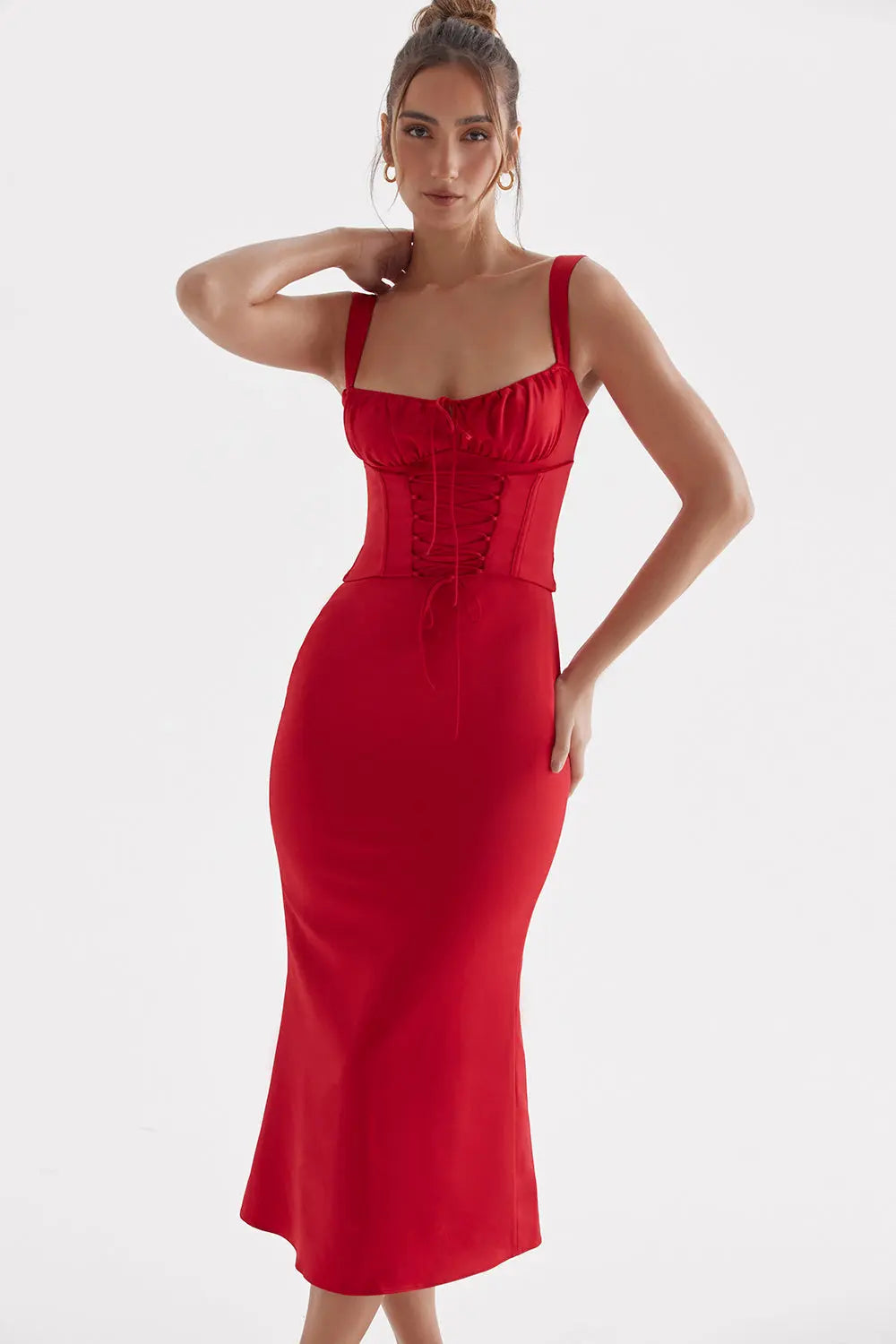 Rotes Rosenkorsettkleid für Frauen Mivona