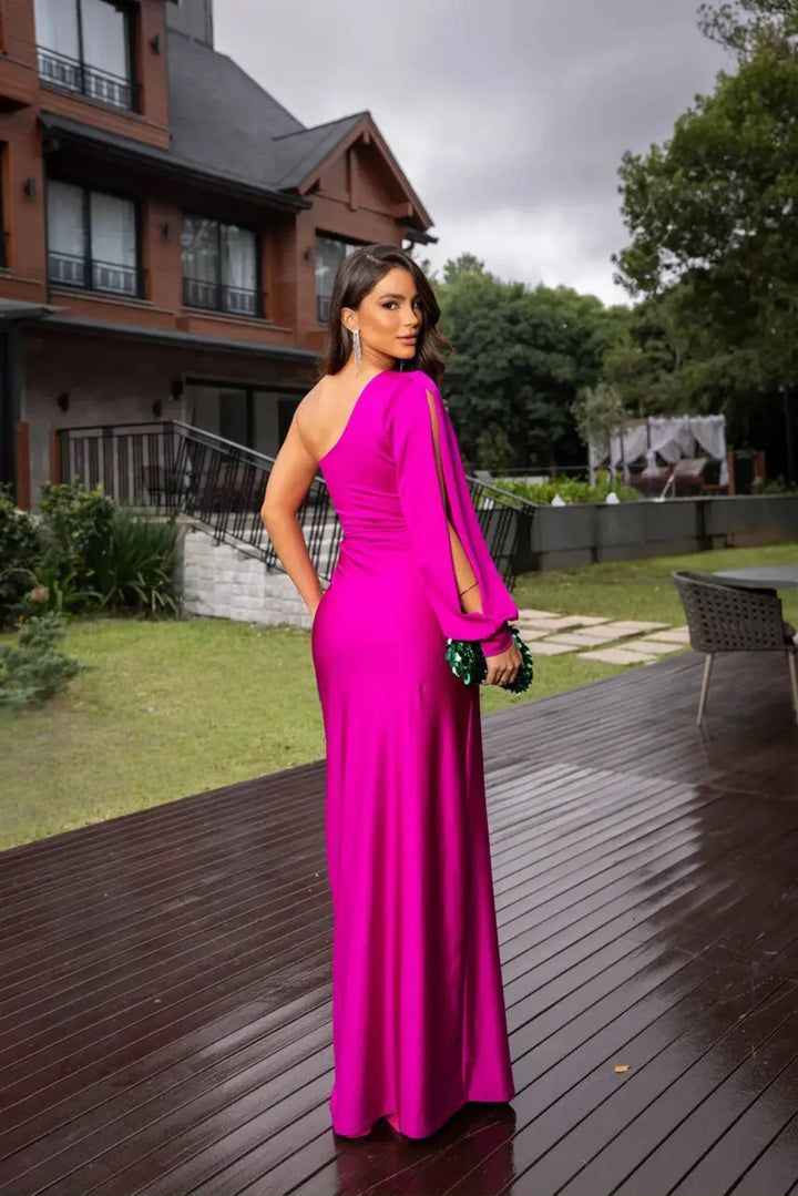 Elegantes One Shoulder Abendkleid mit Hohem Schlitz für Frauen Mivona