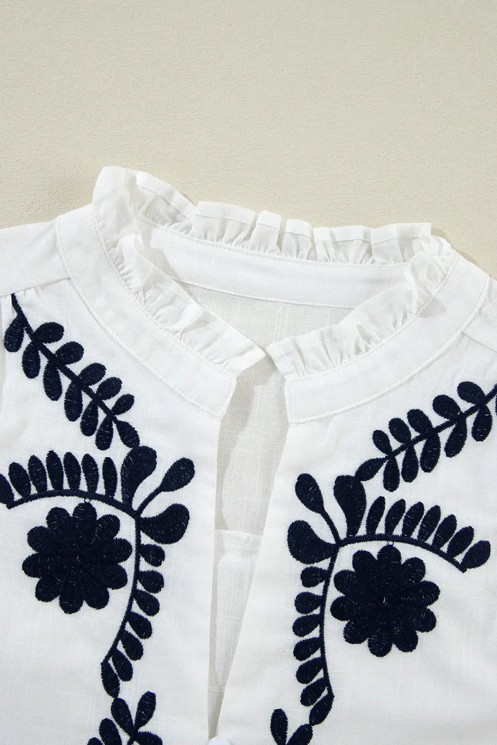 Besticktes Langarmshirt mit floralen Details Für Frauen Mivona