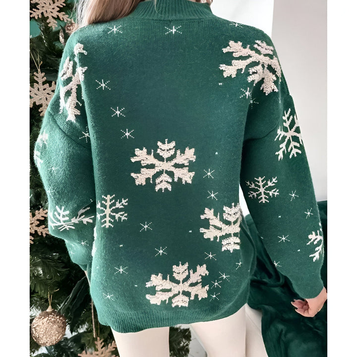 Weicher Strickpullover Mit Schneeflockenmuster Für Frauen Mivona